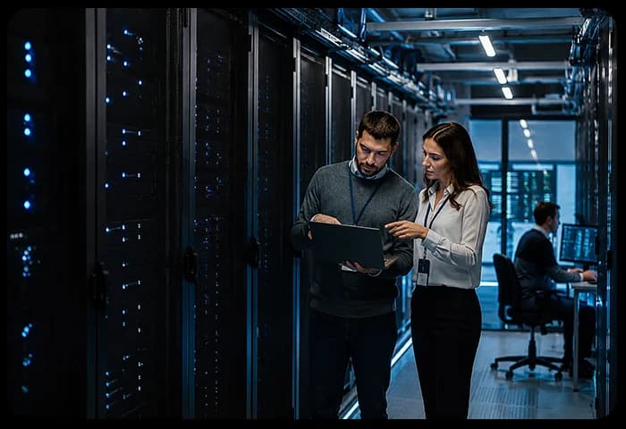 L'équipe de développement logiciel de Clustox collaborant sur un projet