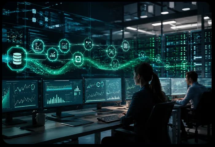 L'équipe de développement logiciel de Clustox collaborant sur un projet