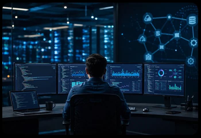 L'équipe de développement logiciel de Clustox collaborant sur un projet