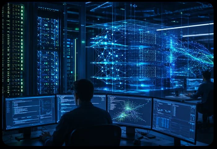 L'équipe de développement logiciel de Clustox collaborant sur un projet