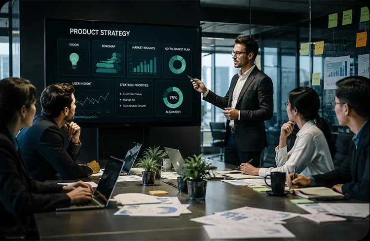 L'équipe de développement logiciel de Clustox collaborant sur un projet