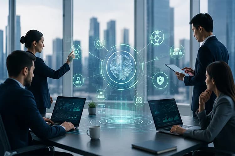 L'équipe de développement logiciel de Clustox collaborant sur un projet