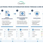 A process flow showing intake, documentation review, prior authorization submission, payer response, and fulfillment steps for a DME provider