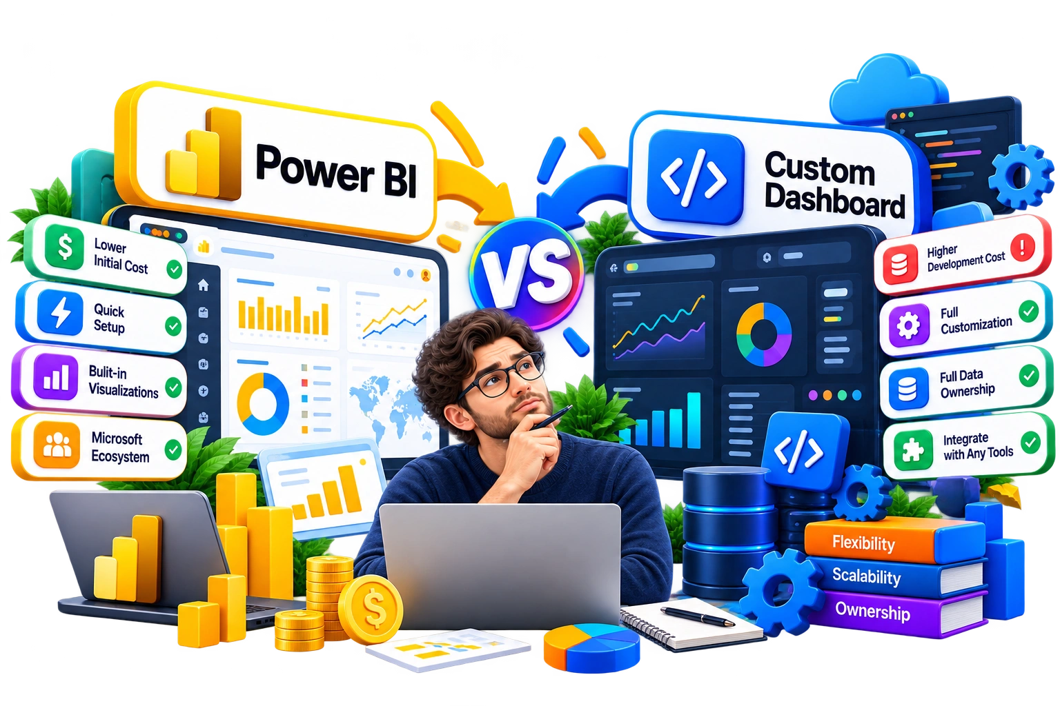 Power BI v.s Custom Dashboard: Cost, Flexibility & Ownership